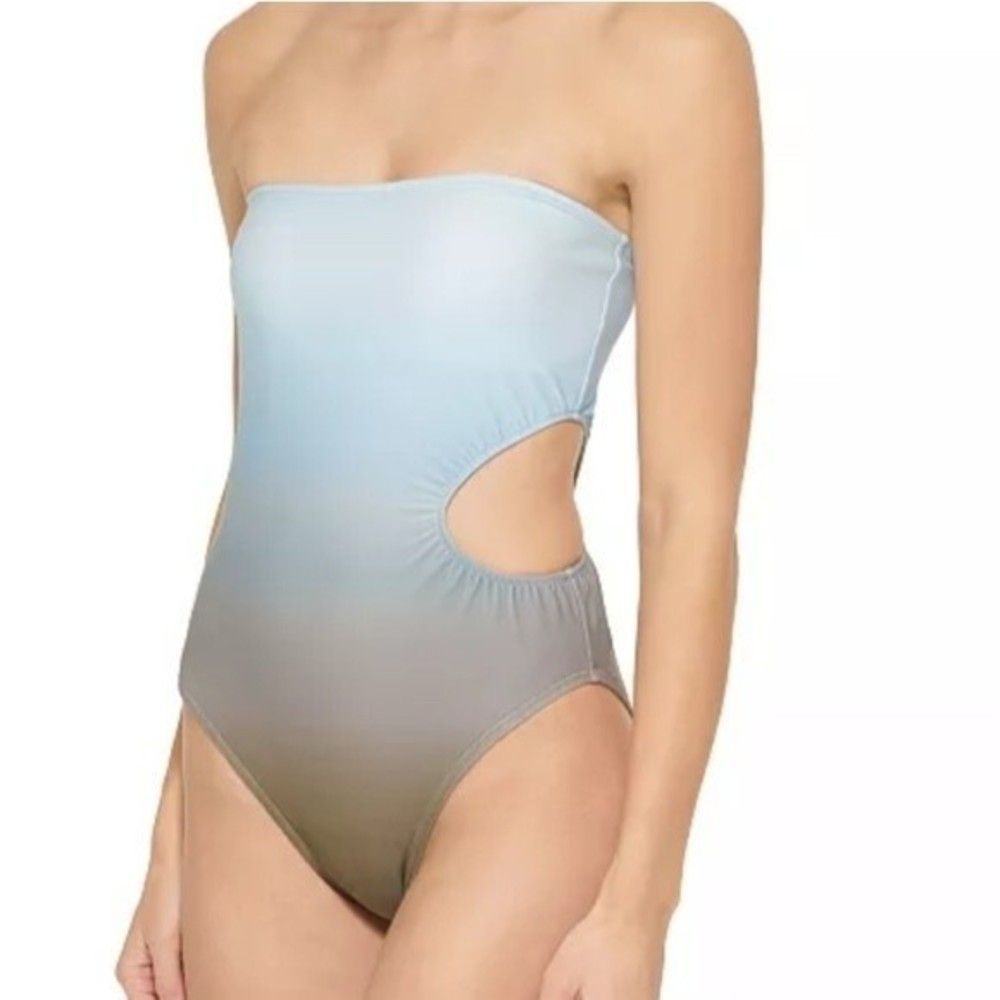 NWT DKNY Ombre Blue Strapless One Piece Swimsuit